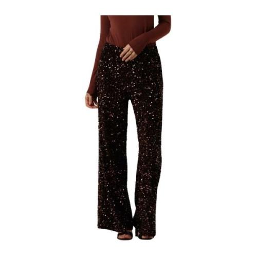 Pailletten Velours Wijde Broek Summum Woman , Red , Dames