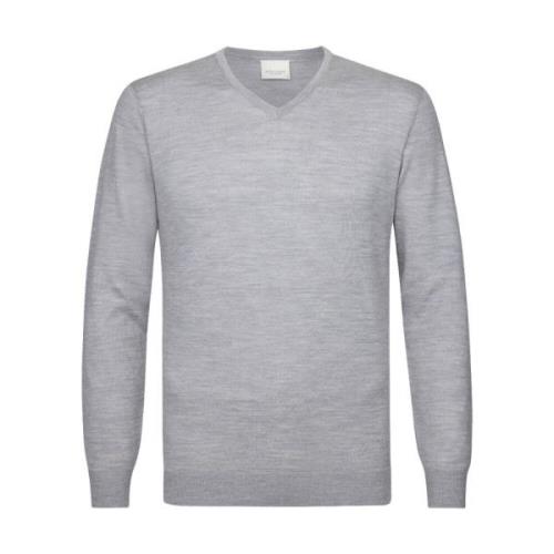 V-Neck Grey Mel Pullover Profuomo , Gray , Heren