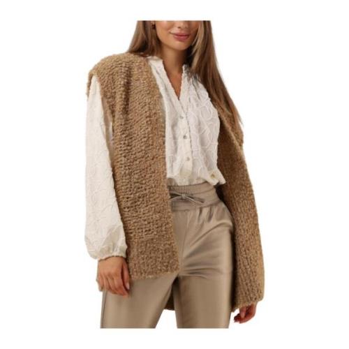 Kameel Lurex Gilet Elegant Detail Nukus , Brown , Dames