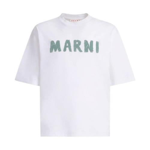 Logo Patch Korte Mouw Tee Marni , White , Heren