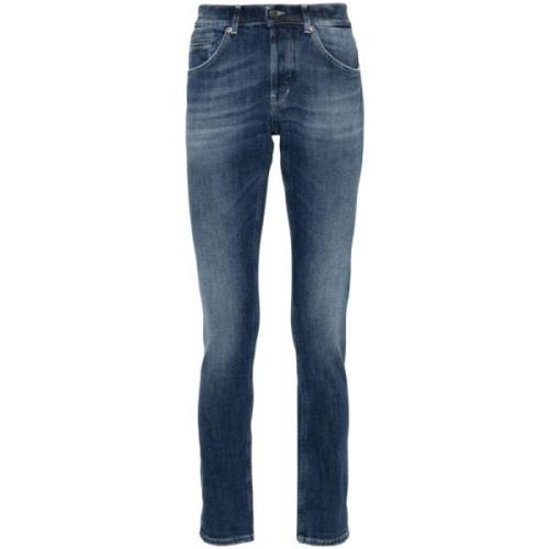 Blauwe Skinny Jeans met Vervaagd Effect Dondup , Blue , Heren