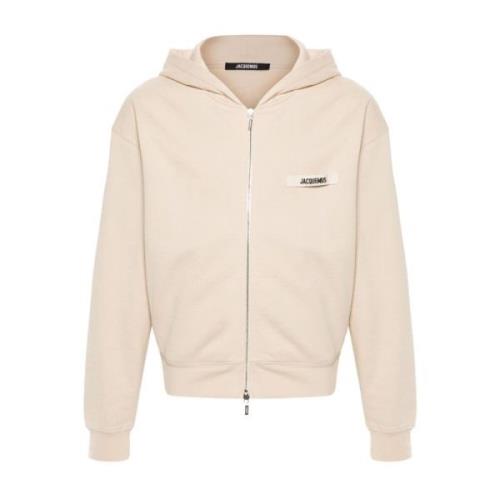 Beige Hoodie met Logo Jacquemus , Beige , Heren