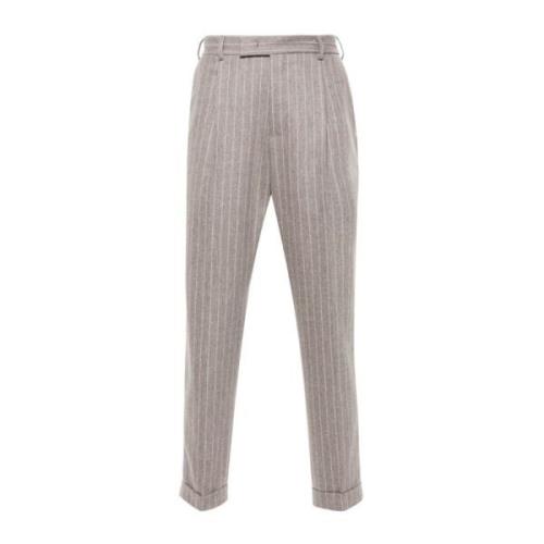 Grijze Wollen Pinstripe Broek PT Torino , Gray , Heren