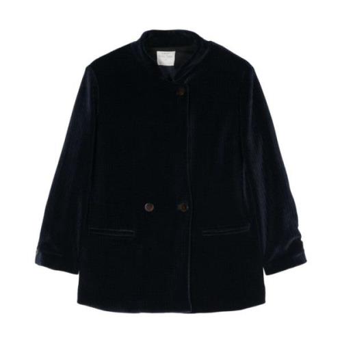 Midnight Blue Polyester Double-Breasted Blazer Forte Forte , Blue , Da...