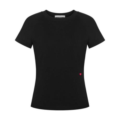 Hart Motief Crew Neck Top Moschino , Black , Dames