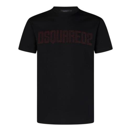 Zwart Kristal Logo T-shirt Dsquared2 , Black , Heren