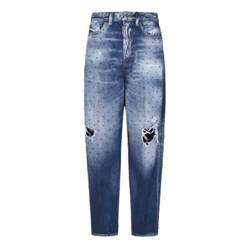 Blauwe Studs Denim Jeans Aw24 Dsquared2 , Blue , Dames