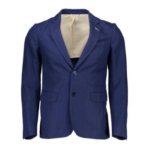 Klassieke Blauwe Katoenen Jas met Logo Gant , Blue , Heren