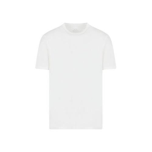 Wit Logo Katoenen T-shirt Korte Mouw Armani Exchange , White , Heren