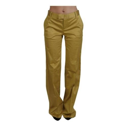 Luxe Gouden Straight Fit Broek Just Cavalli , Yellow , Dames