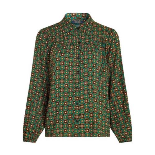 Edith Blouse Lange Mouw Valley King Louie , Green , Dames