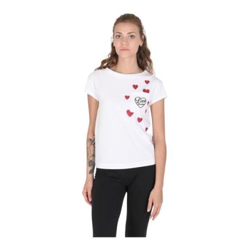 Witte Katoen Spandex T-Shirt Love Moschino , White , Dames