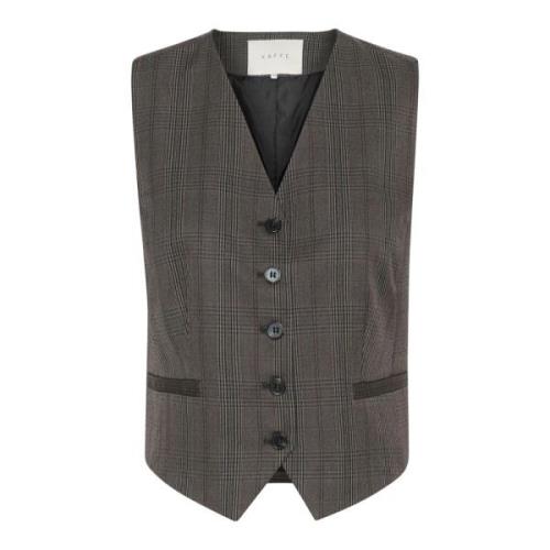 Grijs/Zwart Geruite Vestjas Kaffe , Gray , Dames