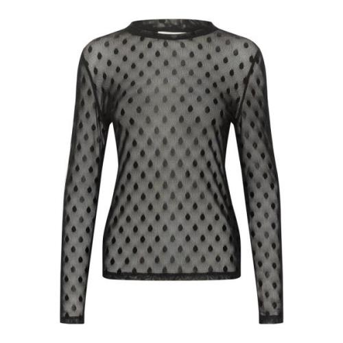 Mesh Blouse met Lange Mouwen Kaffe , Black , Dames