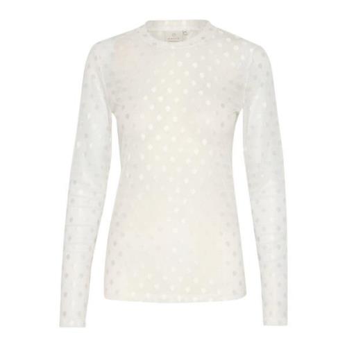 Mesh Blouse met Lange Mouwen Kaffe , White , Dames