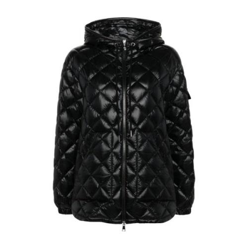 Diamantquilted gewatteerde capuchonjas Moncler , Black , Dames