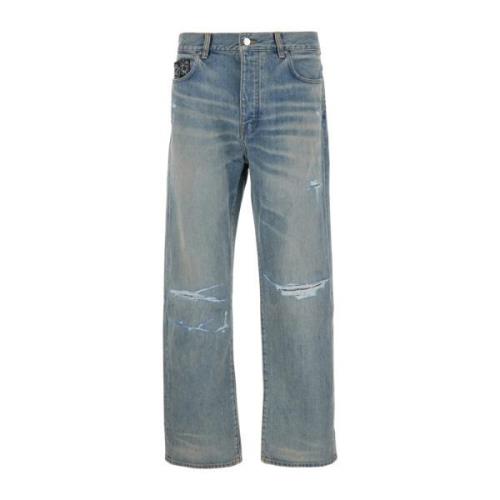 Blauwe Bandana Repair Straight Jeans Amiri , Blue , Heren