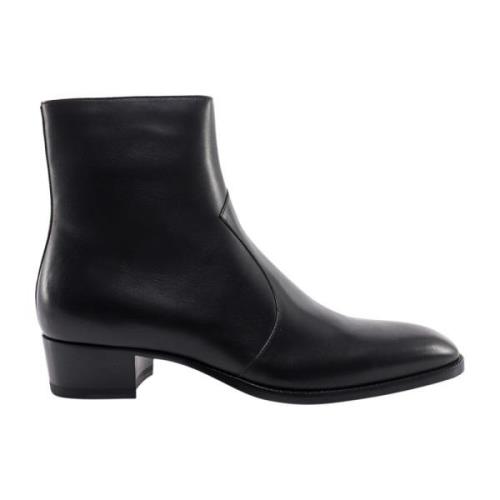 Stijlvolle Leren Enkellaarzen Saint Laurent , Black , Heren