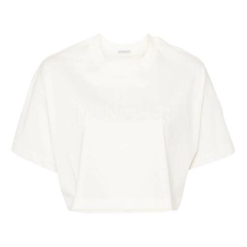 Witte T-shirts en Polos met Logo Moncler , White , Dames