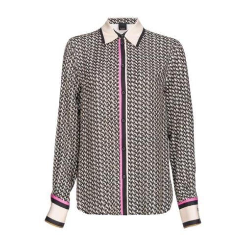 Geometrisch Patroon Shirt Beige Pinko , Multicolor , Dames