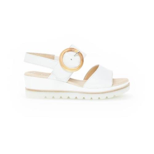 Witte Leren Sandalen Comfortabel Stijlvol Gabor , White , Dames