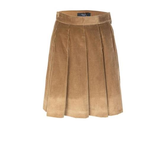 Fluwelen Rok met Zijrits en Riem Max Mara , Brown , Dames