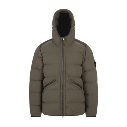 Bruine Gewatteerde Jas Stone Island , Brown , Heren