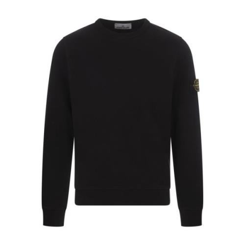 Zwarte Crew-neck Sweatshirt met Badge Stone Island , Black , Heren