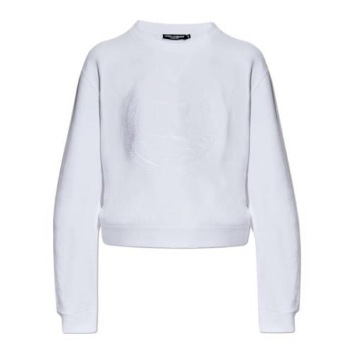 Sweatshirt met geborduurd logo Dolce & Gabbana , White , Dames