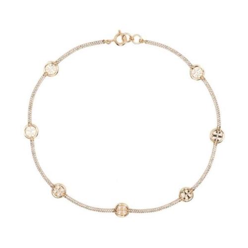 Kristal Versierde Gouden Choker Ketting Tory Burch , Yellow , Dames