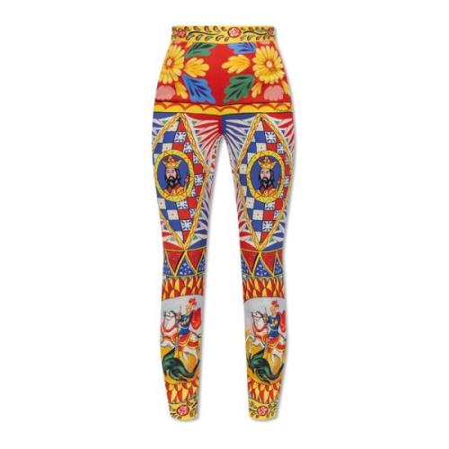 Zijden broek met Carretto-patroon Dolce & Gabbana , Multicolor , Dames