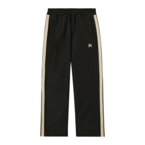 Zwarte Monogram-geborduurde Track Broek Palm Angels , Black , Heren