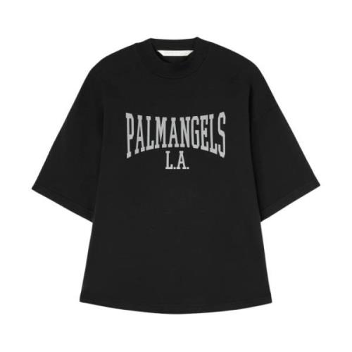 Logo Print Crew Neck T-shirts Palm Angels , Black , Dames