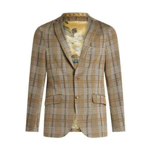 Tartan Check Hooded Jacket Etro , Gray , Heren