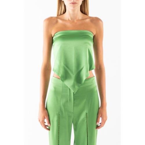 Satin Macramè Top Nanushka , Green , Dames