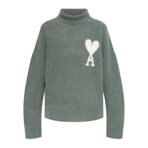 Turtleneck met logo Ami Paris , Green , Heren