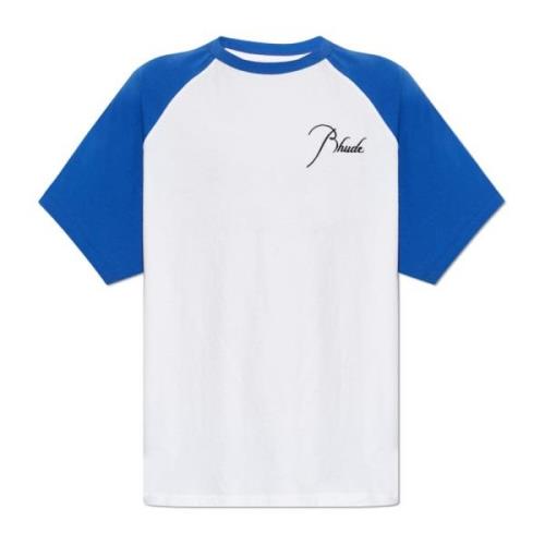 T-shirt met logo Rhude , White , Heren