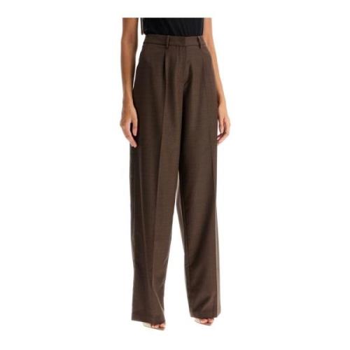 Wijde Stretch Wollen Broek Magda Butrym , Brown , Dames