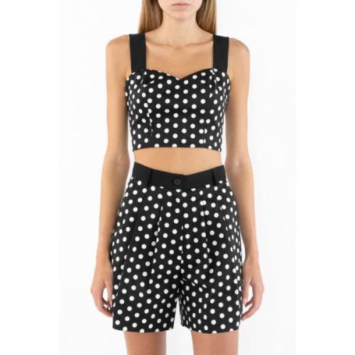 Polka Dot Hartvormige Top Doris S , Black , Dames