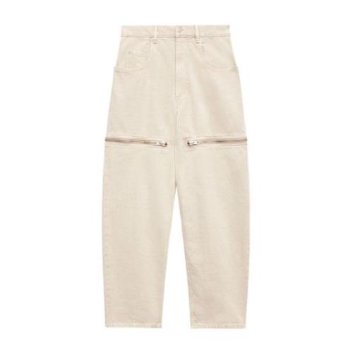 Ecru Denim Tapered Trousers Zip Detail Isabel Marant Étoile , Beige , ...