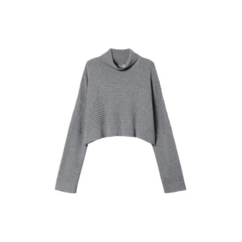 Grijze coltrui met pailletten Twinset , Gray , Dames