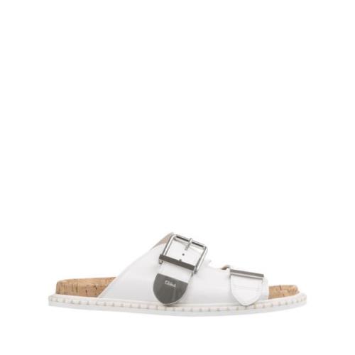 Witte platte sandalen met oversized gesp Chloé , White , Dames