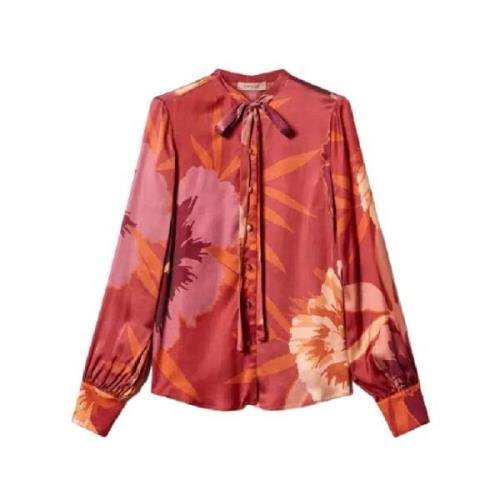 Bloemen satijnen overhemd Twinset , Multicolor , Dames