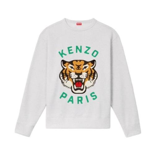 Lucky Tiger Geborduurde Sweater Kenzo , Gray , Heren