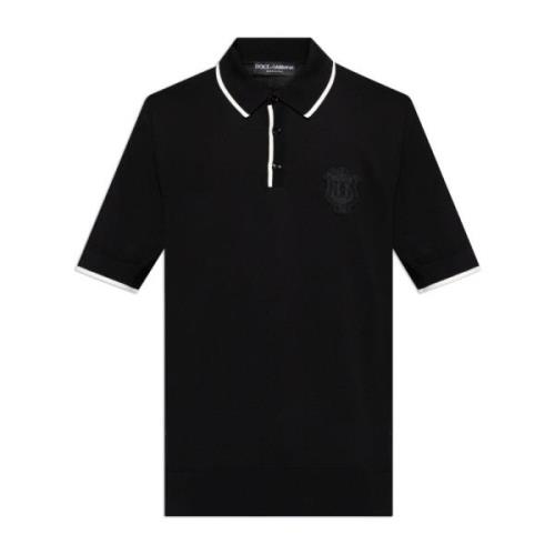 Katoenen polo met logo Dolce & Gabbana , Black , Heren