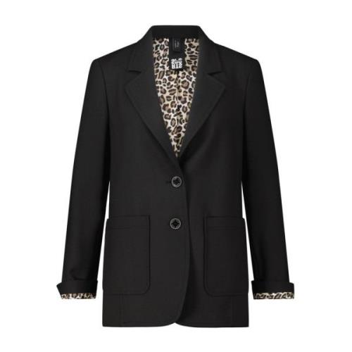 Animal-Print Blazer Stijlvol Trendy Design Marc Cain , Black , Dames