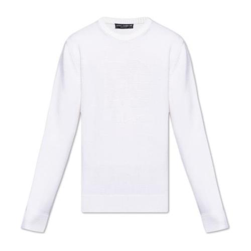 Trui met geborduurd logo Dolce & Gabbana , White , Heren