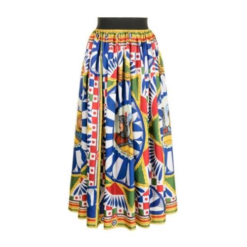 Geometrische Print Zijden Rok Dolce & Gabbana , Multicolor , Dames