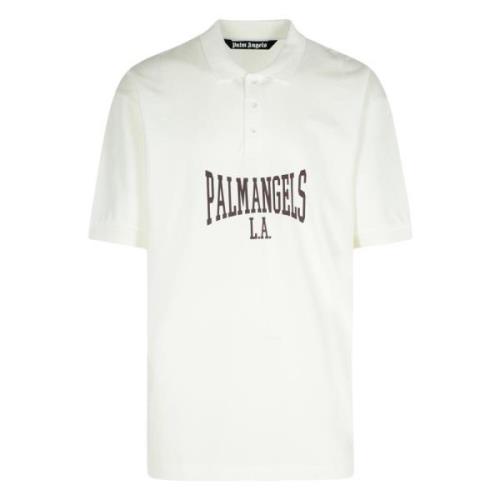 College Logo Witte T-shirts en Polos Palm Angels , White , Heren