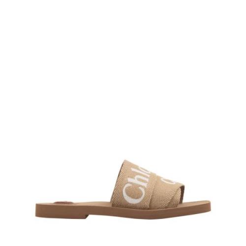 Bruine Platte Schoenen Woody Woestijn Beige Chloé , Brown , Dames